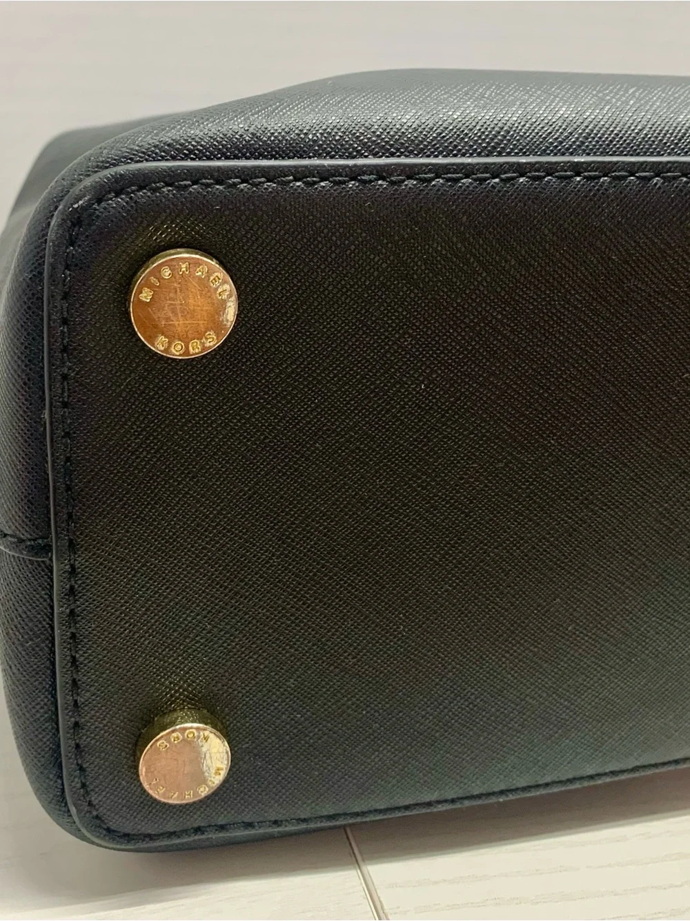 Michael Kors Savannah Black Saffiano Leather Satchel Gold Hardware